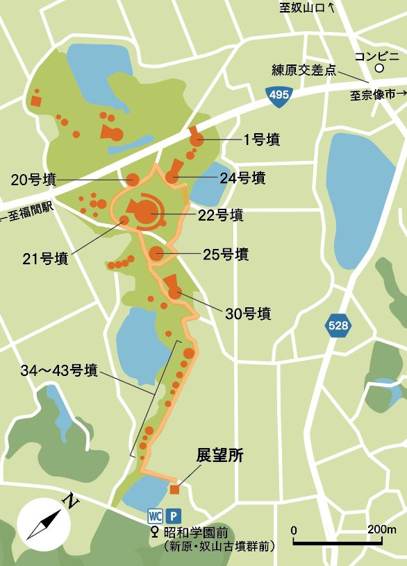 図版：新原・奴山古墳群の地図